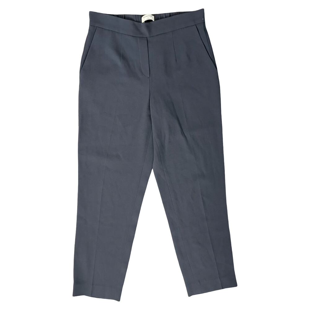 Babaton Navy Blue Cohen Pleated Crepe Tapered Leg Pants Elastic Waist size 4